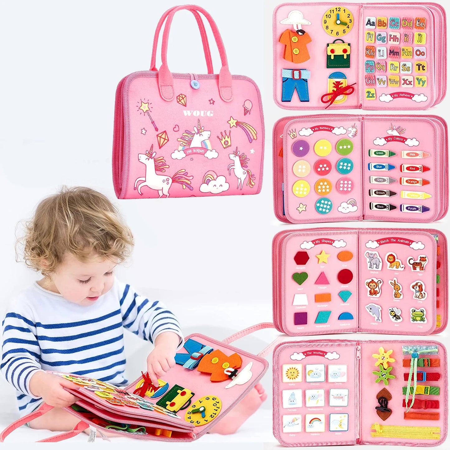 Cahier Montessori, motricité fermeture éclair, bouton et scratch