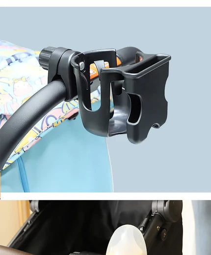 Support universel noir pour poussette avec poches de rangement