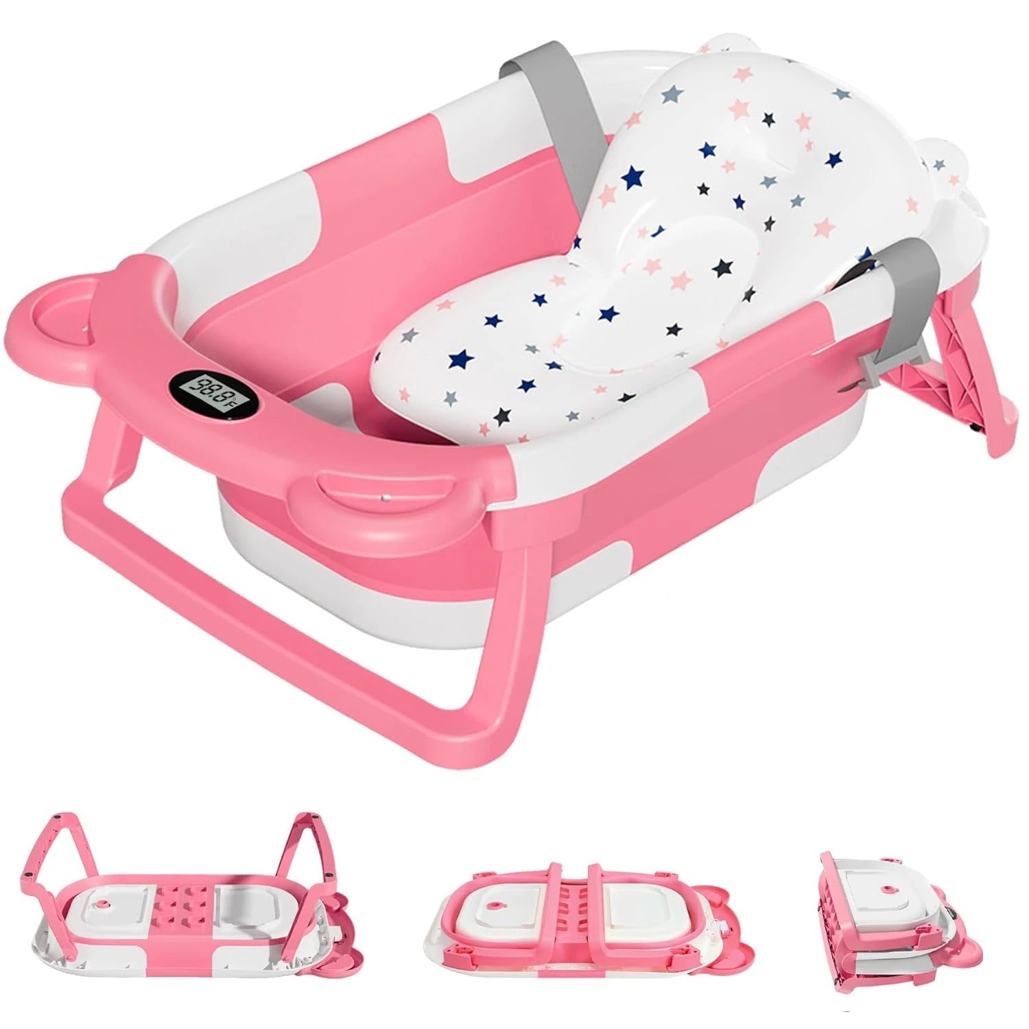 Baignoire bébé pliable - design compact et gain de place idéal pour  les petits espaces de couleur rose