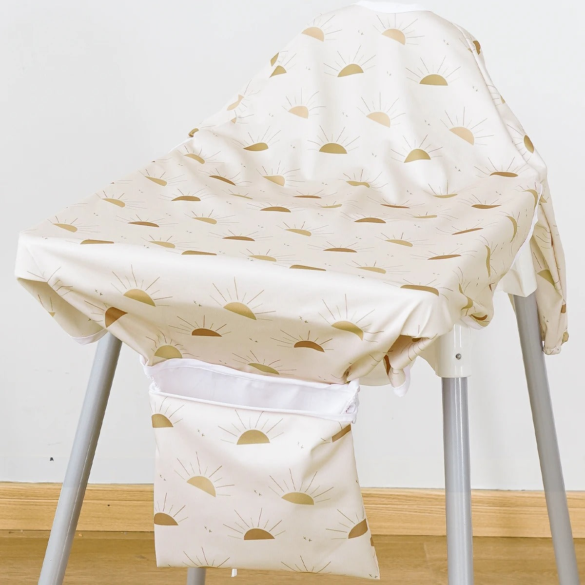 Bavoir à manches longues étanche pour repas de bébé avec poche de  récupération thÚme soleils