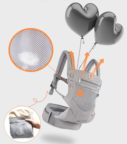 Porte-bébé respirant avec tissu aéré pour confort optimal de bébé