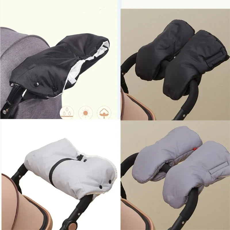 Ensemble manchon et gants chauffe-mains pour poussette