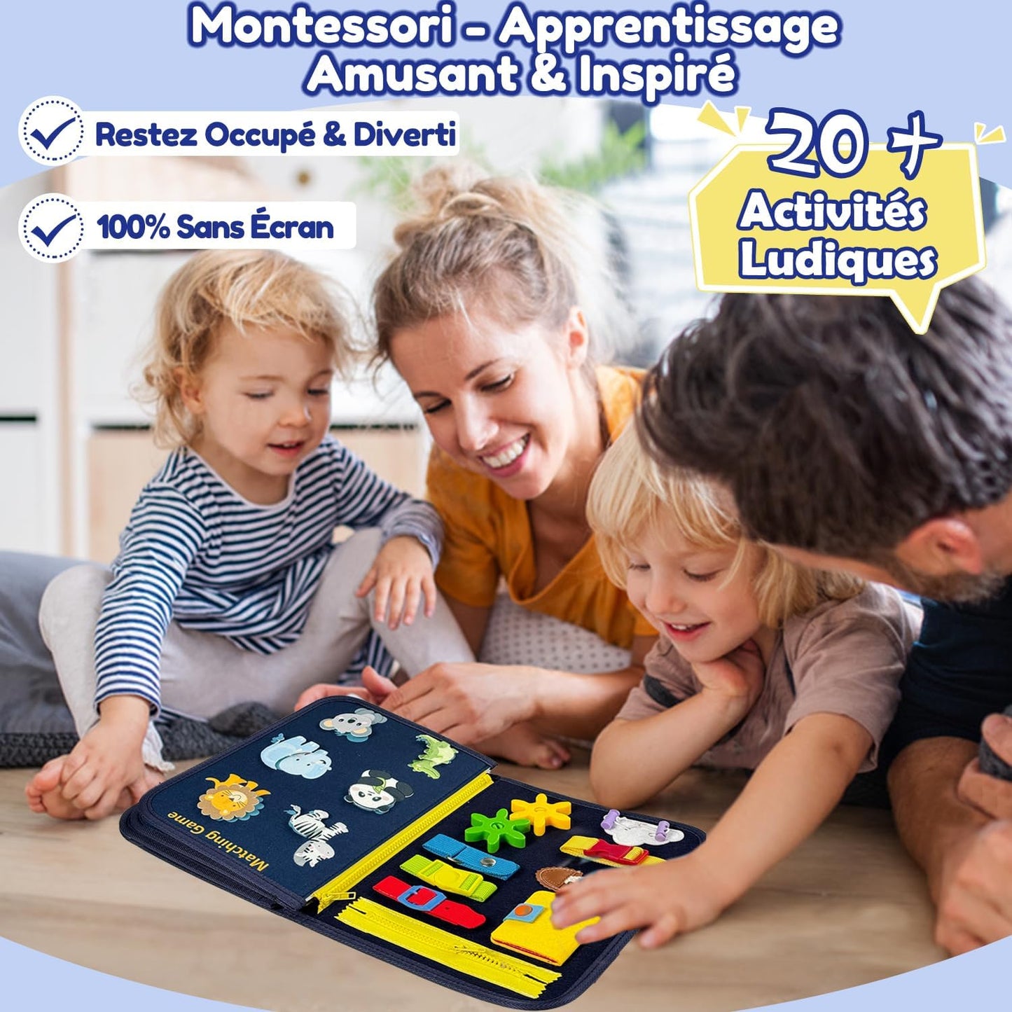 Jeu d'exploration tactile Montessori pour enfant - éveil sensoriel et découverte des textures