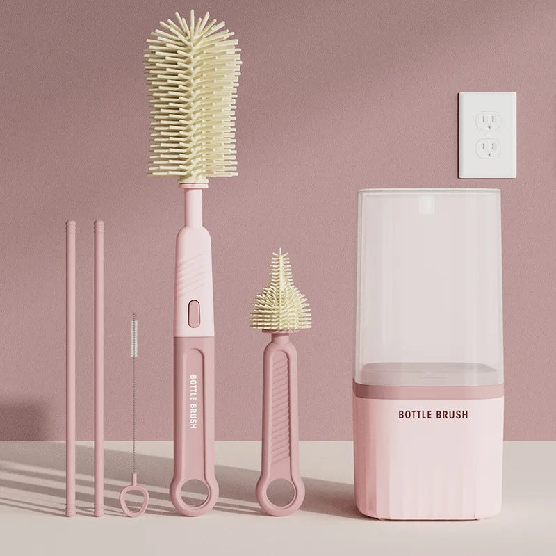 Kit de nettoyable biberon pliable de couleur rose - idéal pour les voyages et déplacements