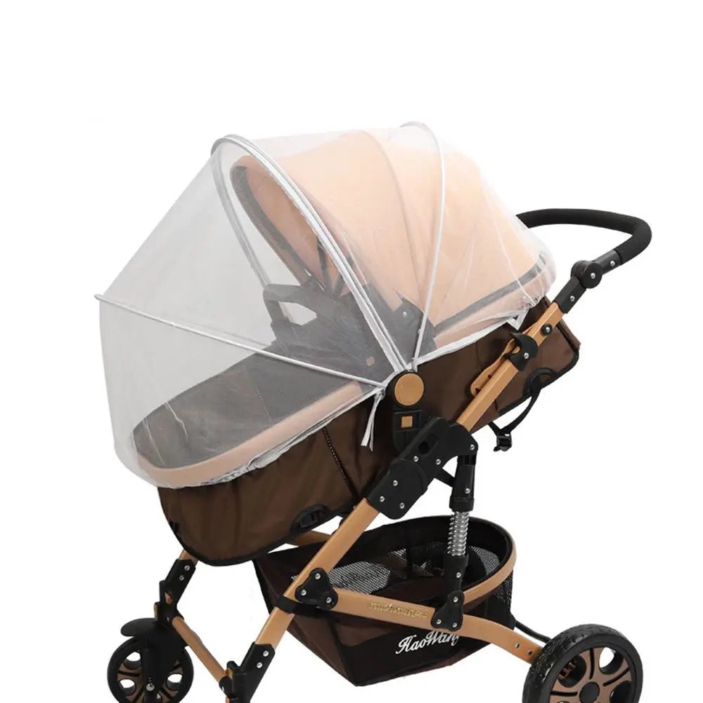 Moustiquaire universelle pour poussette bébé bordure blanche et grise