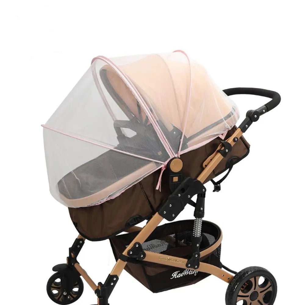 Moustiquaire universelle pour poussette bébé bordure blanche et rose