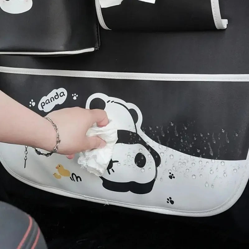 Organiseur de siège arrière de voiture pour enfant super pratique, sobre, joli et rigolo sur le thème panda. Facile d'entretien