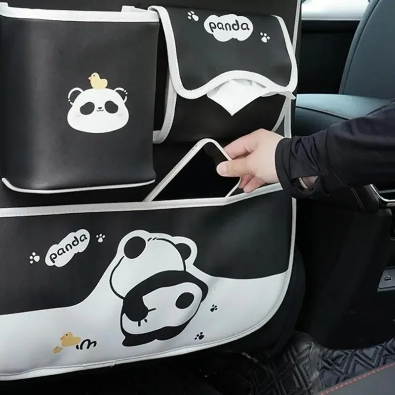 Organiseur de siège arrière de voiture pour enfant super pratique, sobre, joli et rigolo sur le thème panda équipé de multiples rangements
