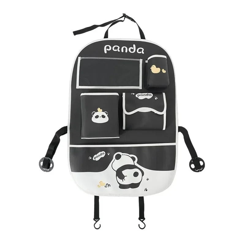 Organiseur de siège arrière de voiture pour enfant super pratique, sobre, joli et rigolo sur le thème panda. Très facile à installer