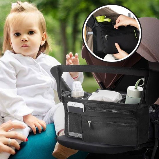 Organisateur de poussette universel élégant, léger et pratique pour tous les modÚles avec de multiples rangements