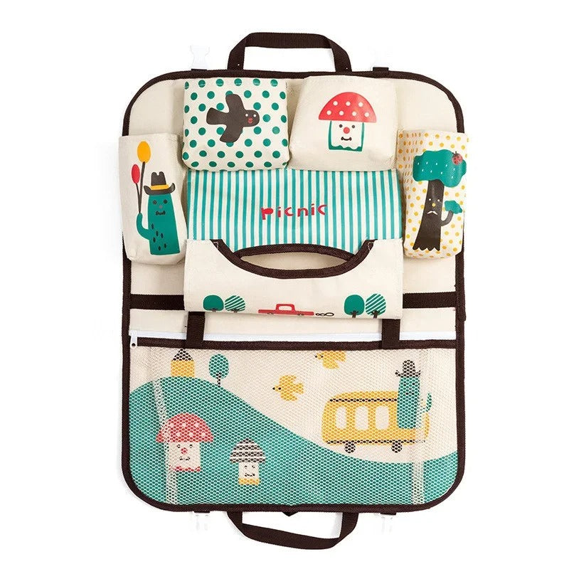 Organiseur de siège de voiture pour enfants rigolo et pratique sur le thème du voyage