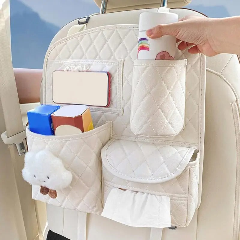 Organiseur de voiture pour enfant  pratique est équipé de multiples rangements, pour le  téléphone, pour mettre des lingettes
