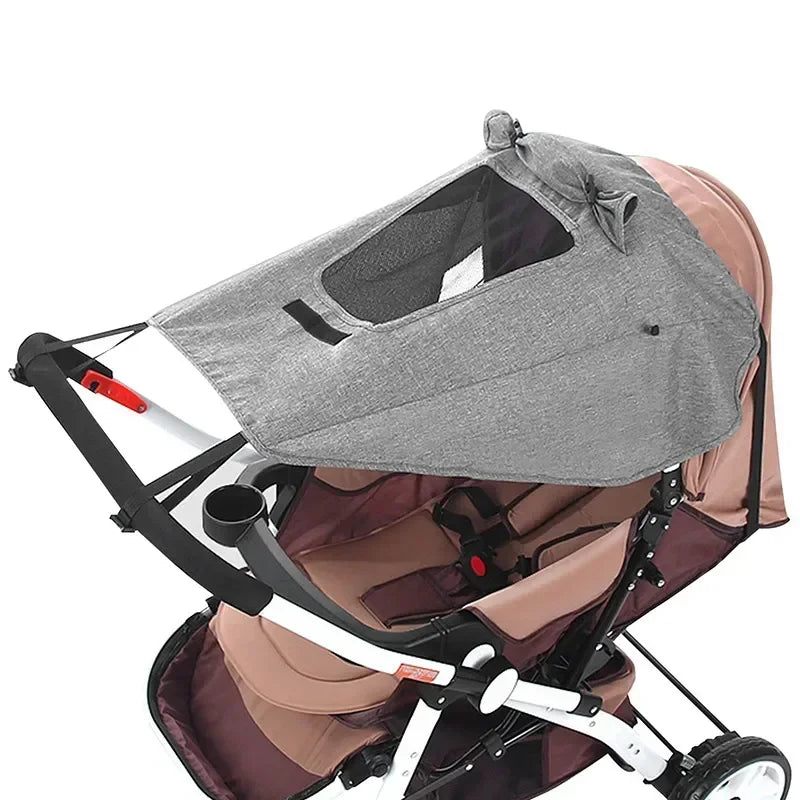 Pare-soleil poussette universel pour  bébé - protection solaire anti-UV avec fenêtre de couleur gris