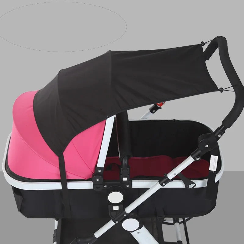 Protection solaire universelle pour poussette bébé, tissu respirant de couleur noir