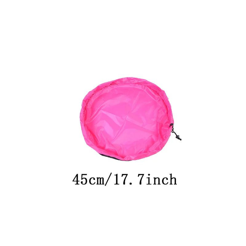 Sac à jouets de plus petite capacité  mais tout aussi pliable et pratique. Tapis de jeu 2 en 1 de couleur rose fuchsia