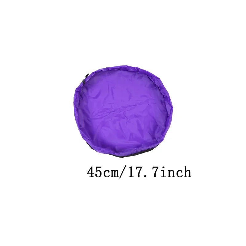 Sac à jouets de plus petite capacité  mais tout aussi pliable et pratique. Tapis de jeu 2 en 1 de couleur violet