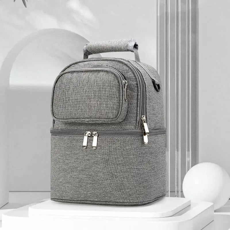 Sac à dos isotherme pour biberons, repas et goûters couleur gris