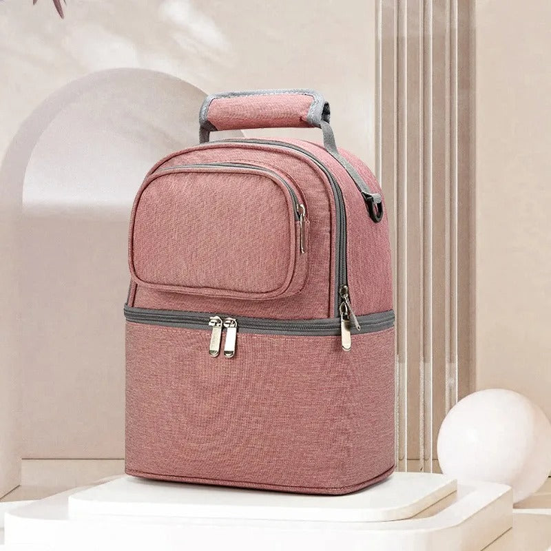 Sac à dos isotherme pour biberons, repas et goûters couleur rose