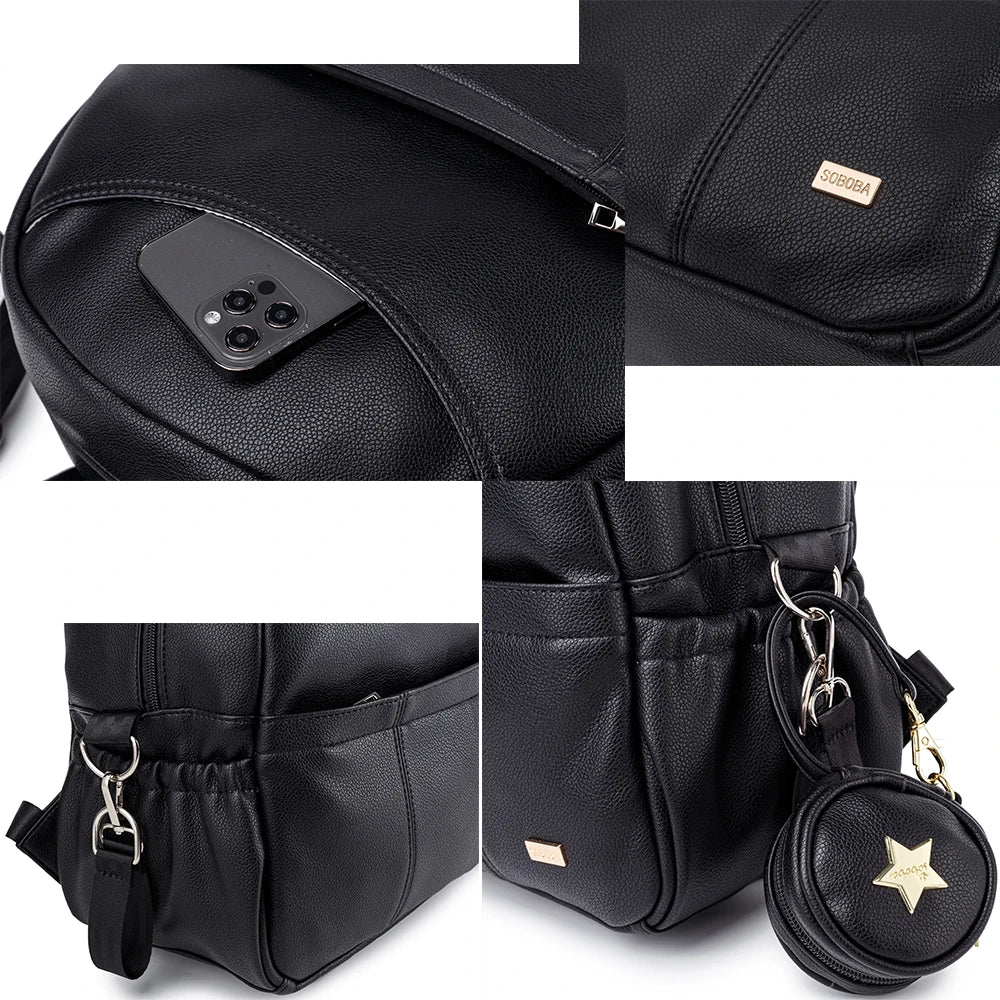 Sac à langer noir avec design épuré et capacité optimale