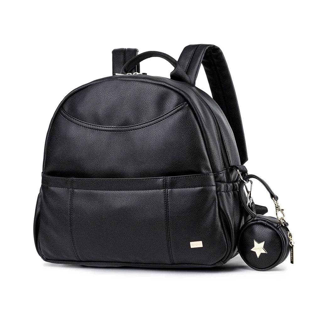 Le sac à langer BlackDiaperBackPack prêt à l'emploi, parfait pour les déplacements