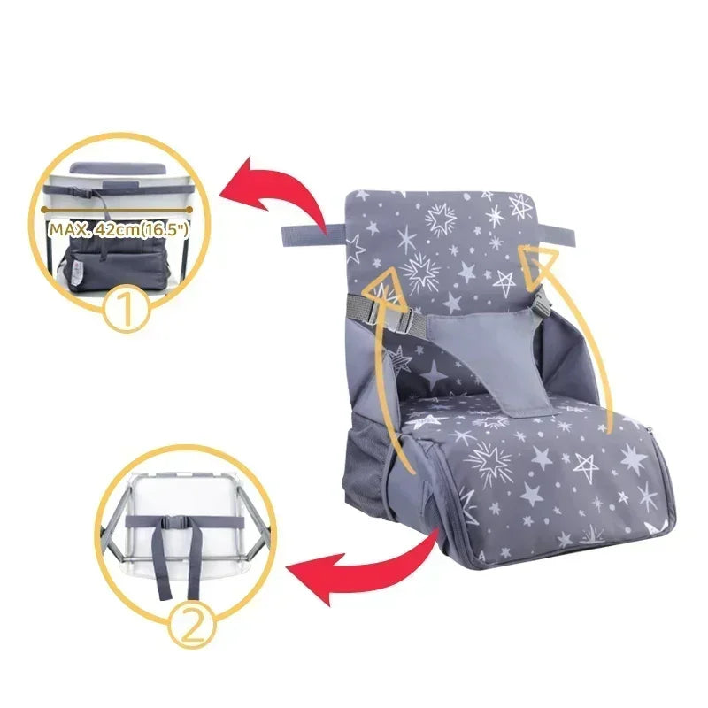 Ce siège de table, rehausseur est sécurisé et s'adapte sur quasiment toutes les chaises et tous les fauteuils.