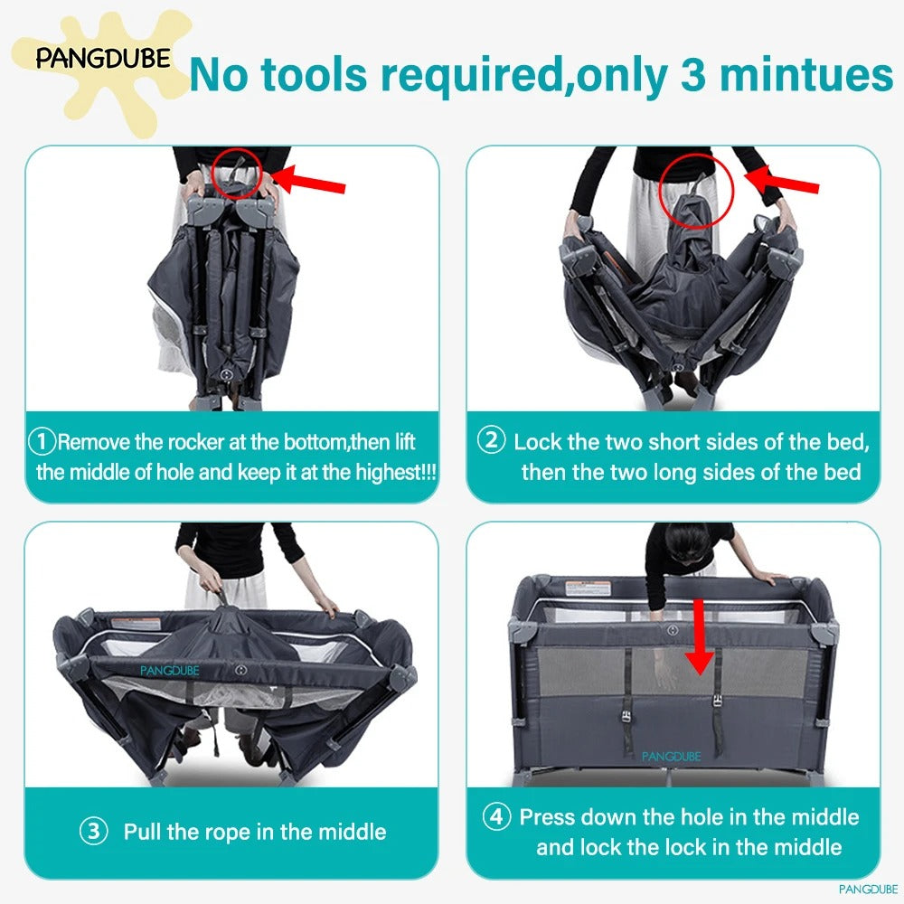 3 en 1 ce lit parapluie pour bébé est super pratique, il est multifonction tant 
sur le change, sur le jeux  ainsi que sur le dodo. Indispensable pour vos voyages. Peut également se transformer en cododo. Pliage et dépliage très facile.