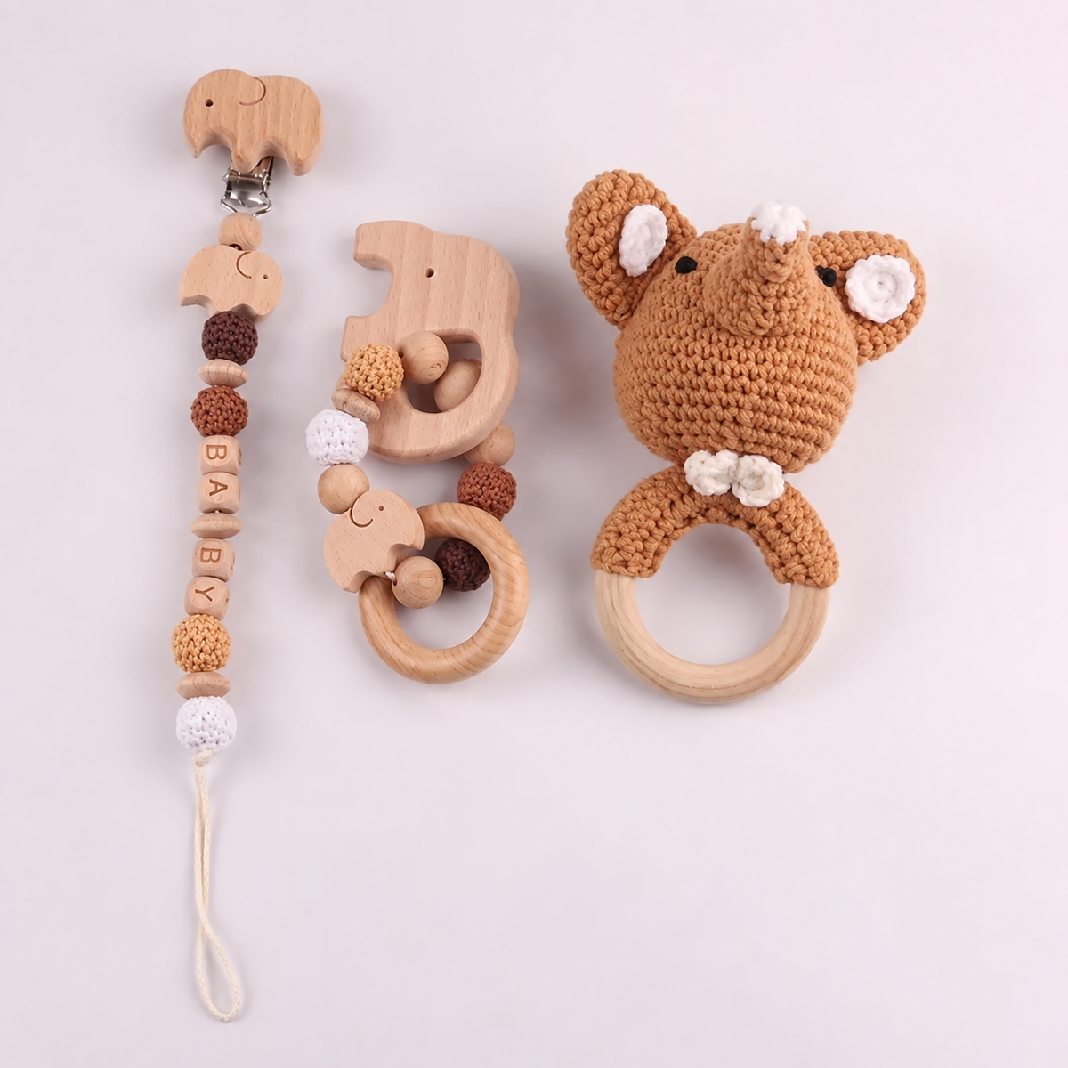Anneaux de dentition bébé en bois, idée cadeau de naissance
