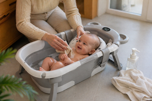 Baignoire Pliable pour Bébé Avec Thermomètre Digital - Confort et Sécurité au Quotidien (sans le coussin)