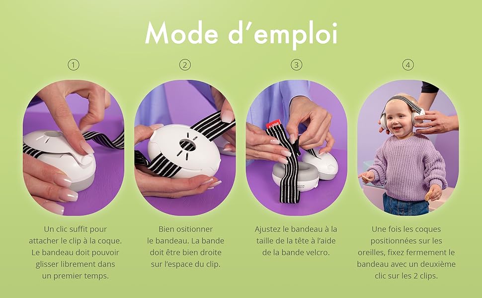 Mode d'emploi du casque anti-bruit  idéal pour préserver le sommeil de votre bébé lors d'un environnement bruyant