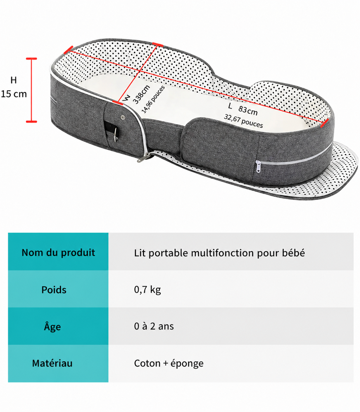 Matelas moelleux pour berceau de  voyage bébé
