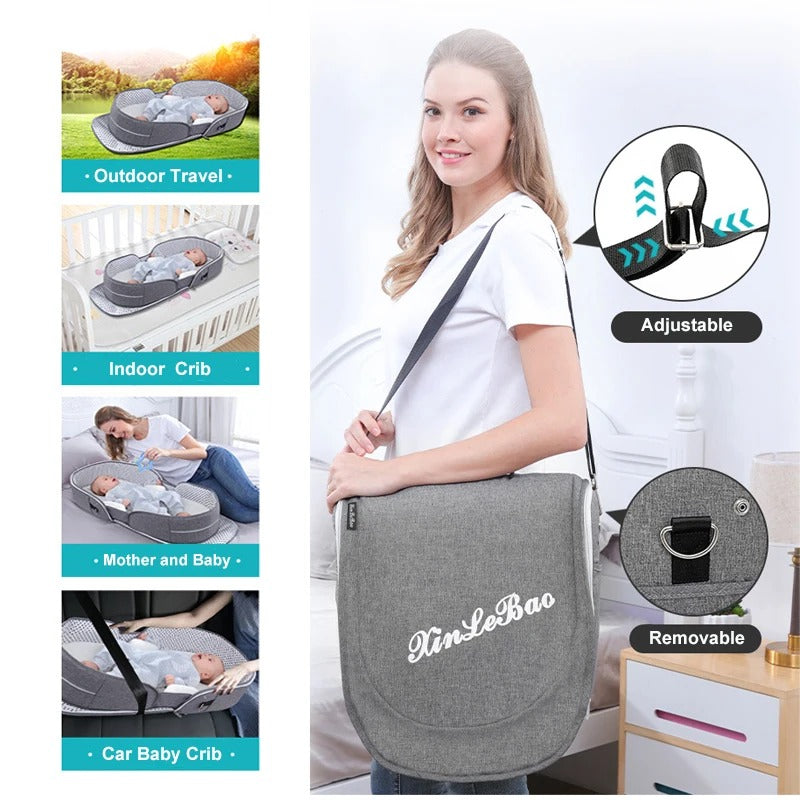 Berceau nomade pour bébé adapté aux voyages fréquents