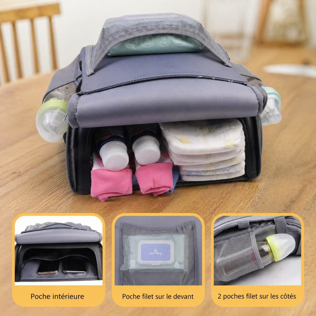 Rehausseur de table super pratique, équipé de multiples rangements pour pouvoir être opérationnel et fonctionnel au maximum pour tout vos déplacements