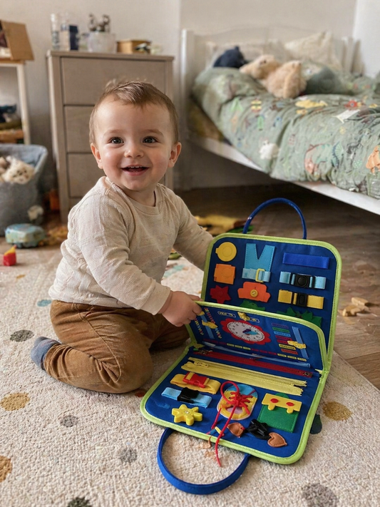 Jouet Montessori pour bébé avec tableau d’activités éducatif portable pour enfant 1 à 3 ans