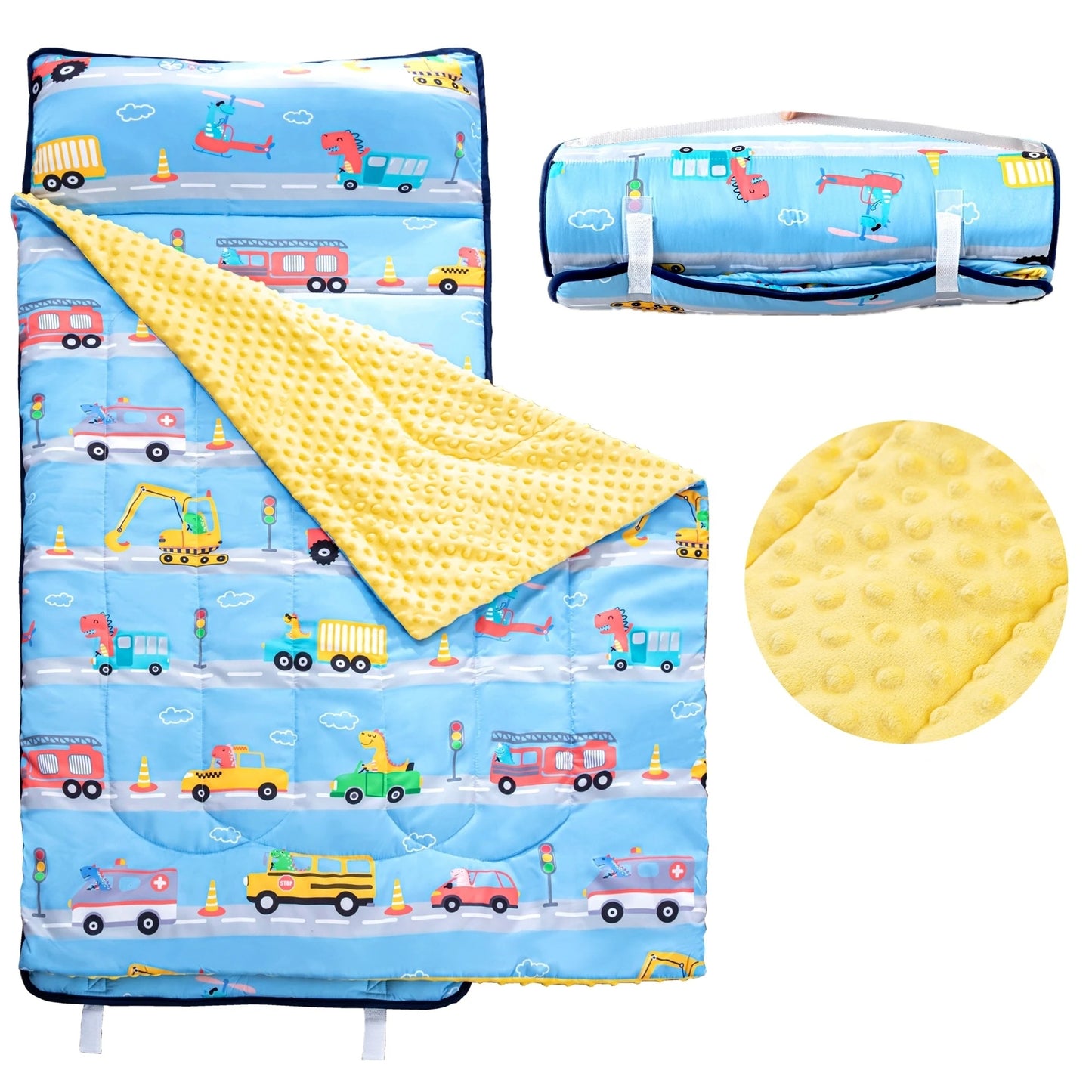 Tapis de sieste avec oreiller intégré pour soutien de la tête et confort enfant