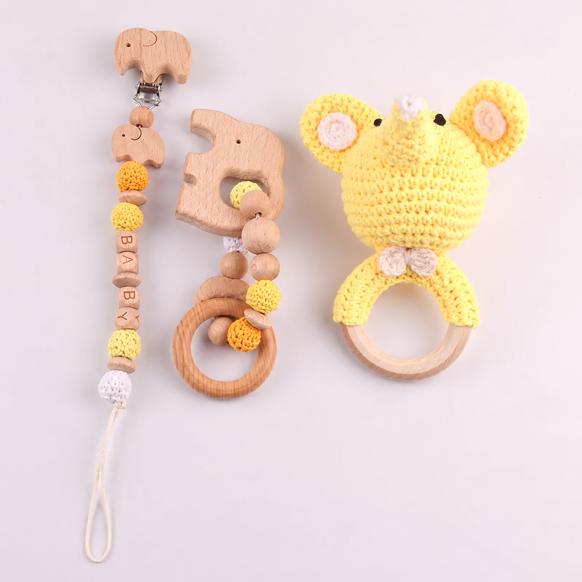 Pack de jouets de dentition en bois pour bébé 