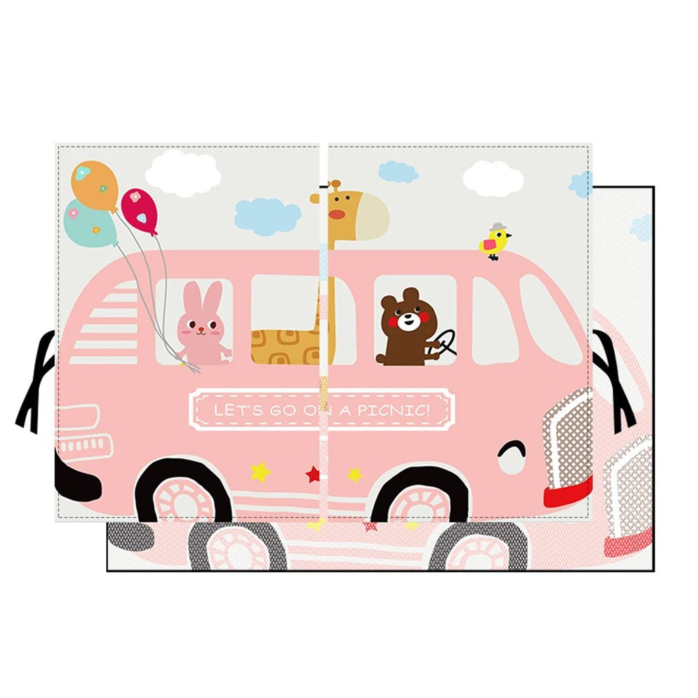 Pare-soleil magnétique pour bébé fixé à la fenêtre de voiture d'un van de couleur rose 