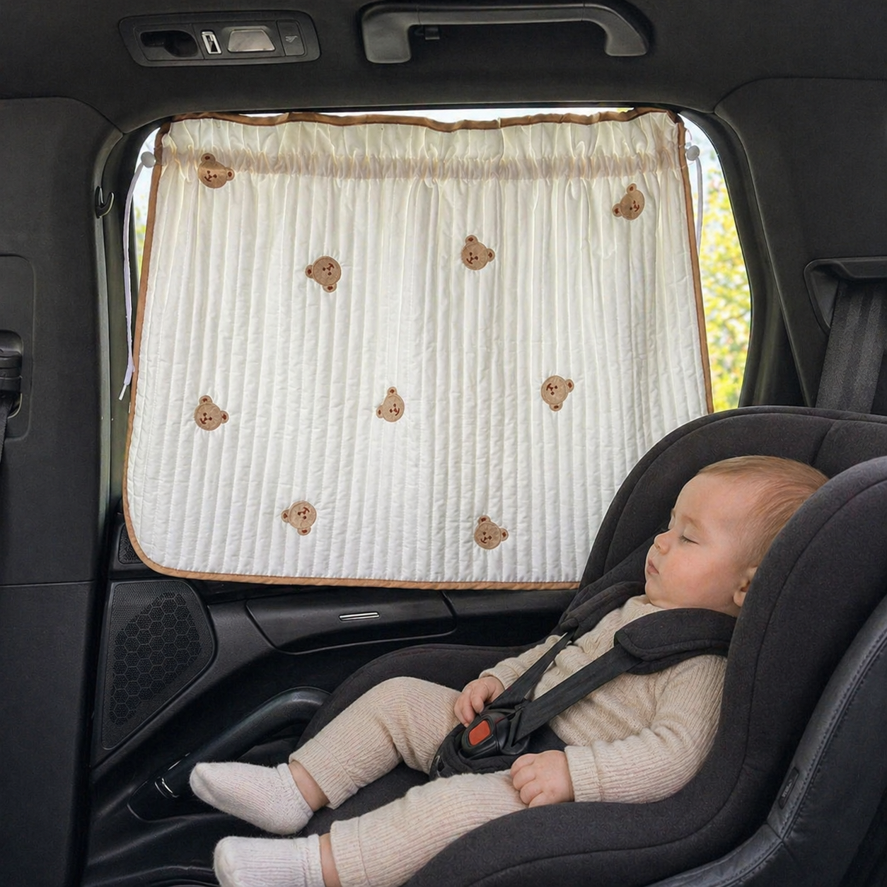 Pare-Soleil Coton Brodé en Rideau - BabyProtect