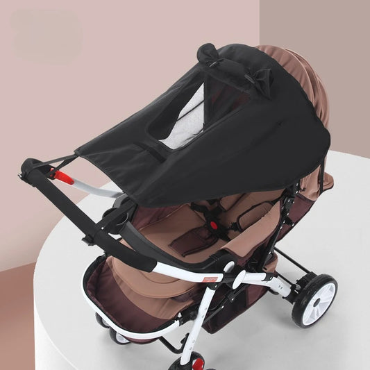 Pare-soleil poussette bébé anti-UV, respirant et facile à installer avec fenêtre de couleur noir