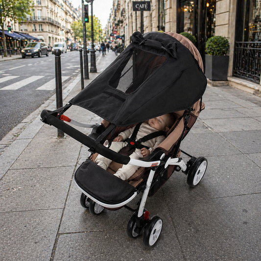 Pare-soleil poussette universelle protection bébé soleil UV confort extérieur installation facile poussette universelle