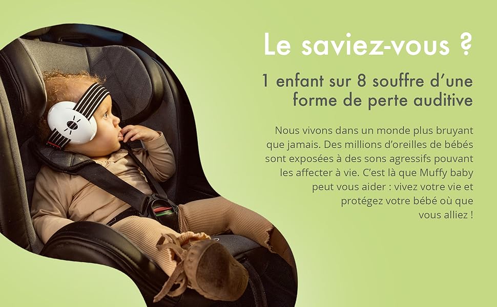Réduction de stress sonore grâce à la protection auditive performante de ce casque anti-bruit pour nourrisson et bébé
