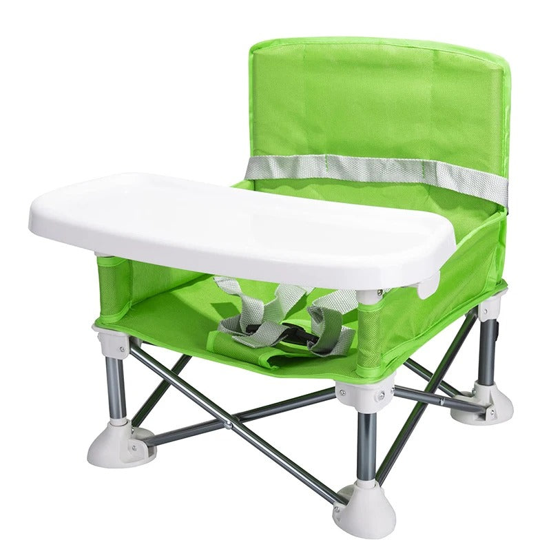 Rehausseur pliant et transportable. Une chaise pliable idéale pour les repas de bébé. Très pratique pour l'intérieur, l'extérieur et les voyages. Couleur vert