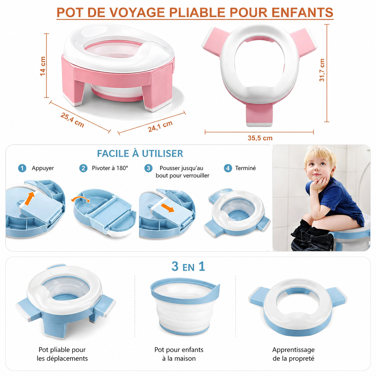 Siège bébé pour toilettes, design, ergonomique et sécurisé