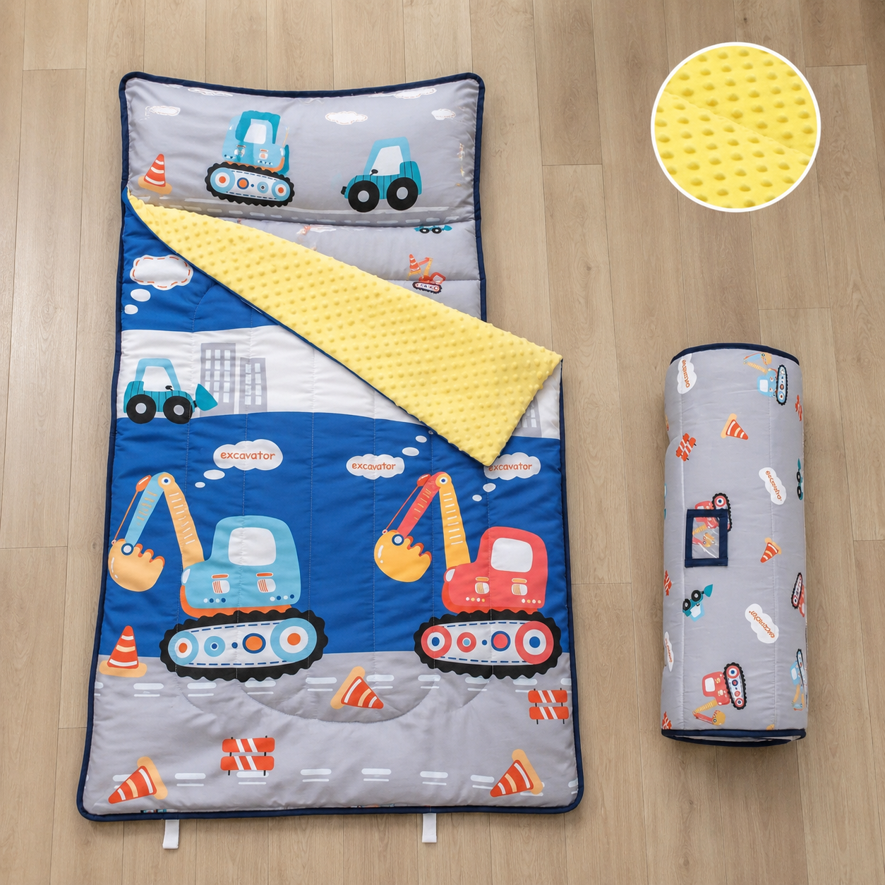 Tapis de sieste enfant avec motifs dessin animé colorés et ludiques